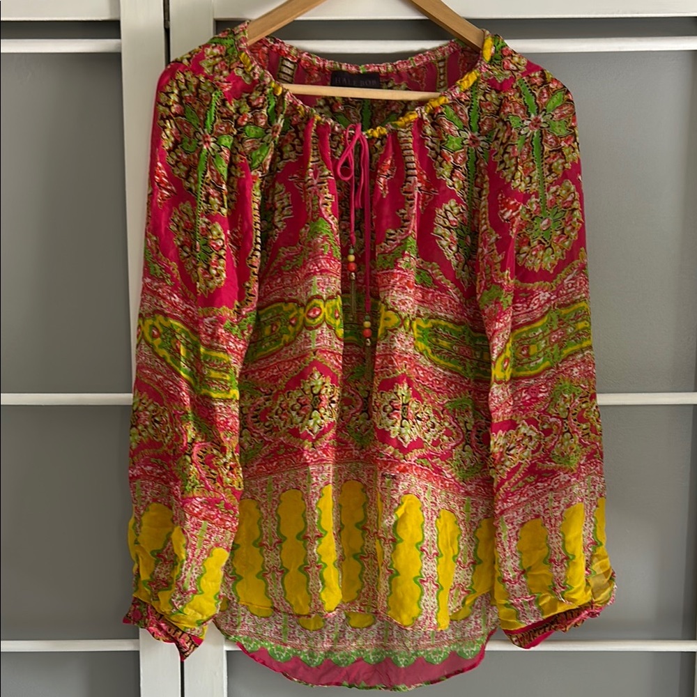 Hale Bob 100% Silk Boho Blouse